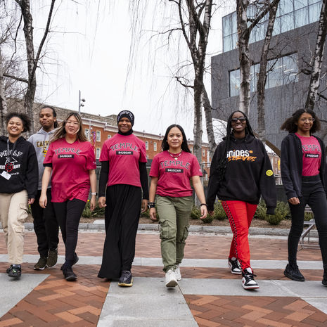 Temple B4USoar students walking together.