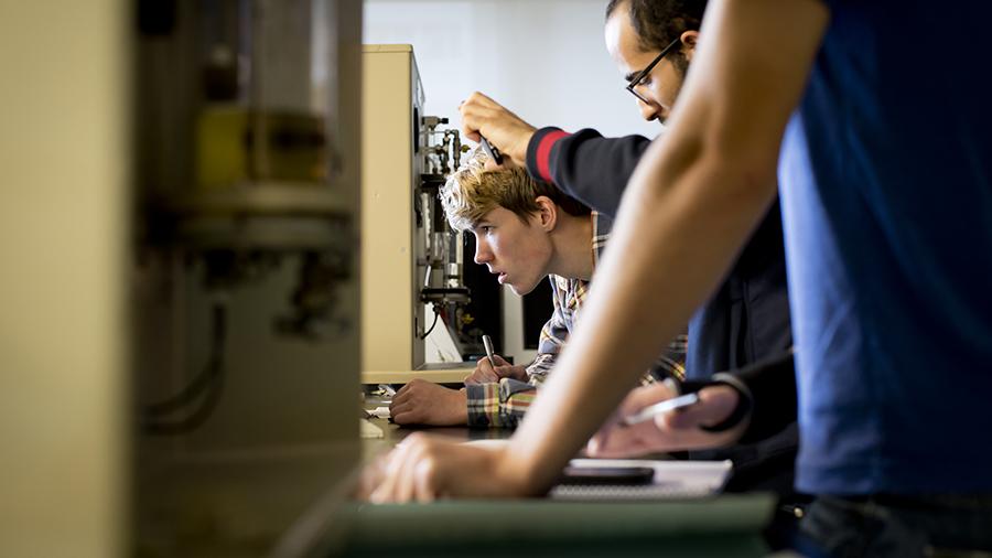 Civil Engineering students working in a lab