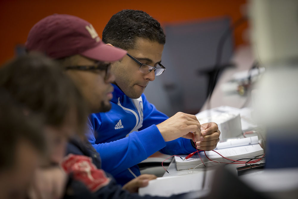 Electrical engineering undergraduate students in class